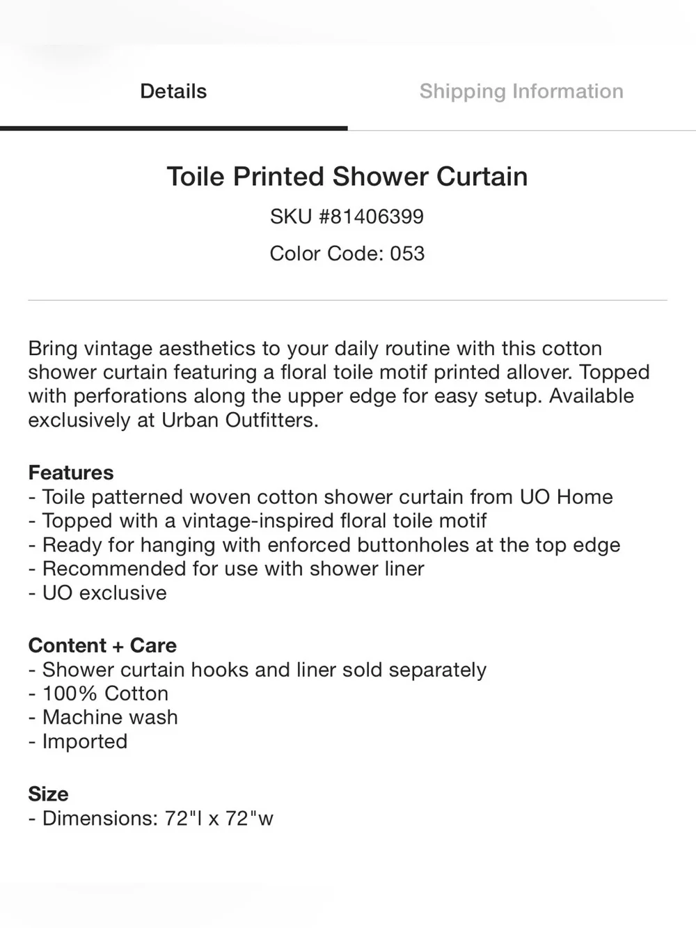 Urban Outfitters Pink Toile Print Shower Curtain (72in x 72in)